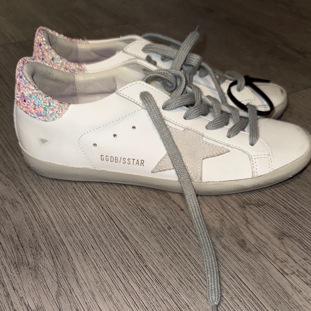 Golden Goose White Sneakers with Pink Glitter Heel - Picture 13 of 14